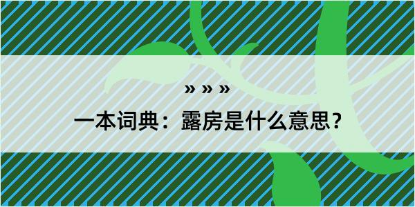 一本词典：露房是什么意思？