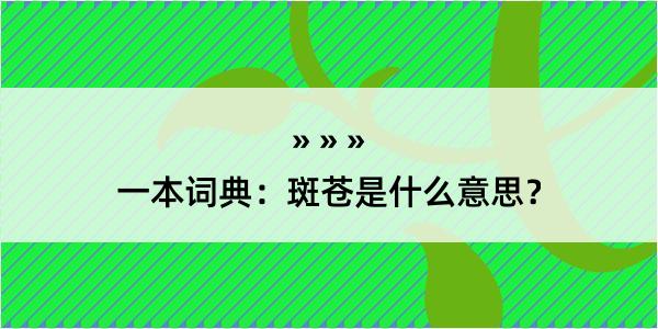 一本词典：斑苍是什么意思？