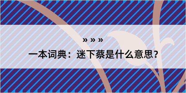 一本词典：迷下蔡是什么意思？