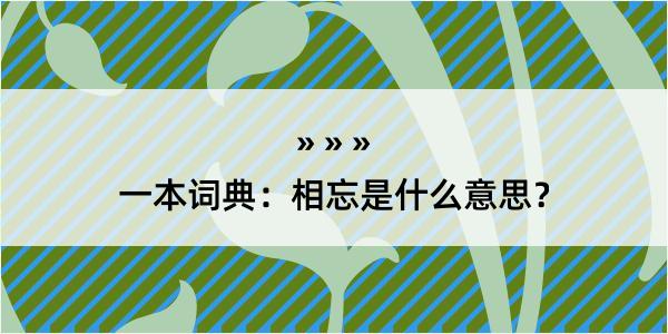 一本词典：相忘是什么意思？