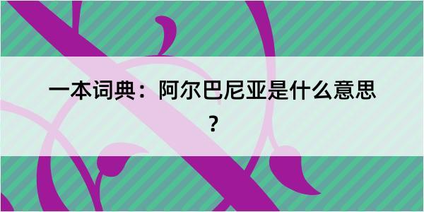 一本词典：阿尔巴尼亚是什么意思？