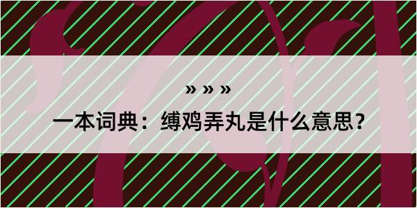 一本词典：缚鸡弄丸是什么意思？