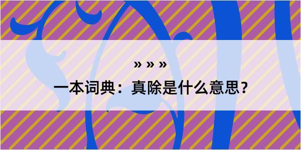 一本词典：真除是什么意思？