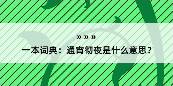 一本词典：通宵彻夜是什么意思？