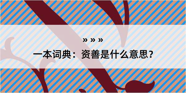 一本词典：资善是什么意思？