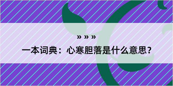 一本词典：心寒胆落是什么意思？