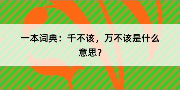 一本词典：千不该，万不该是什么意思？