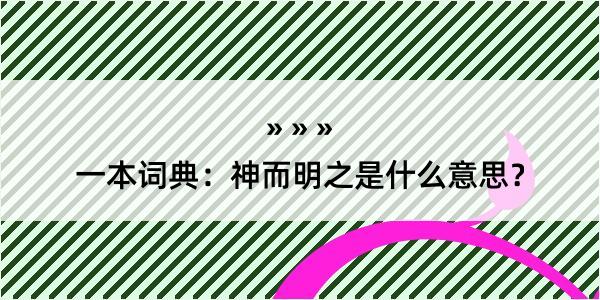 一本词典：神而明之是什么意思？