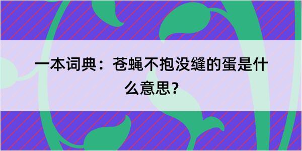 一本词典：苍蝇不抱没缝的蛋是什么意思？