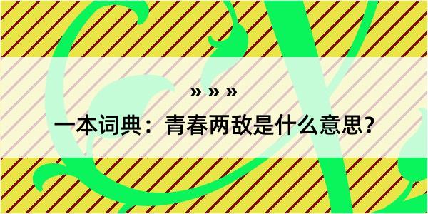 一本词典：青春两敌是什么意思？