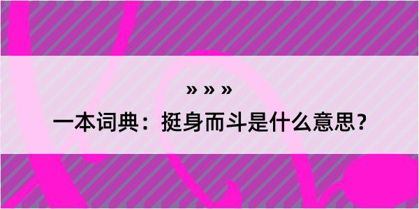 一本词典：挺身而斗是什么意思？