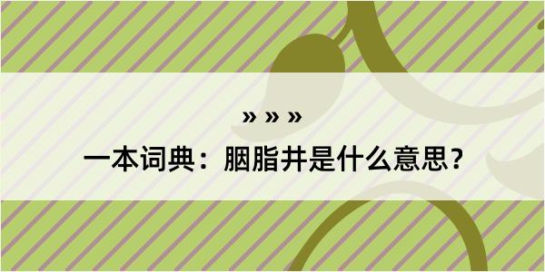 一本词典：胭脂井是什么意思？