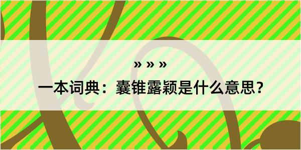 一本词典：囊锥露颖是什么意思？