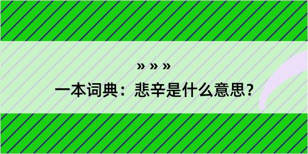 一本词典：悲辛是什么意思？