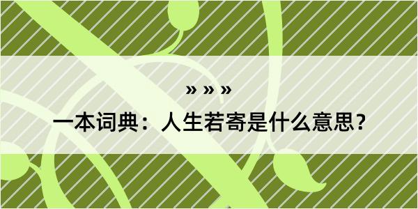 一本词典：人生若寄是什么意思？