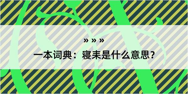 一本词典：寝耒是什么意思？