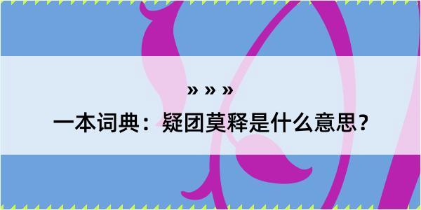 一本词典：疑团莫释是什么意思？