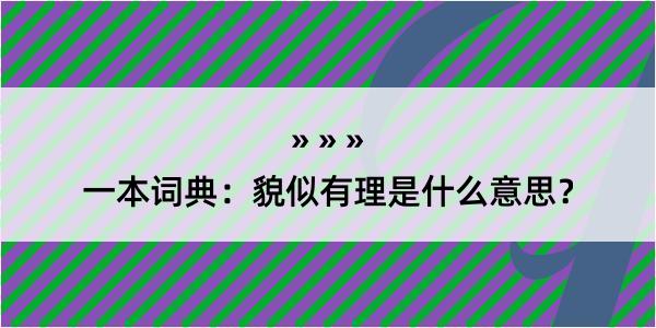 一本词典：貌似有理是什么意思？