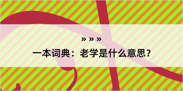 一本词典：老学是什么意思？