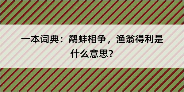 一本词典：鹬蚌相争，渔翁得利是什么意思？