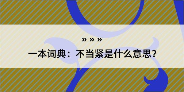 一本词典：不当紧是什么意思？