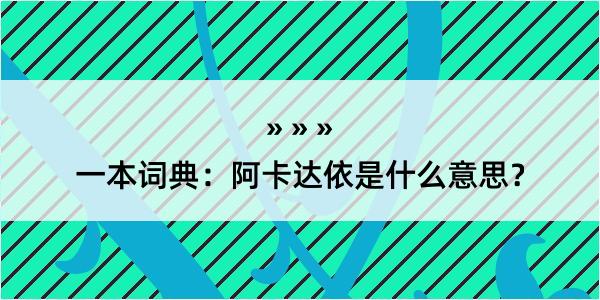 一本词典：阿卡达依是什么意思？