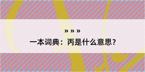 一本词典：丙是什么意思？