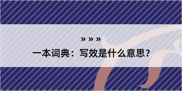 一本词典：写效是什么意思？