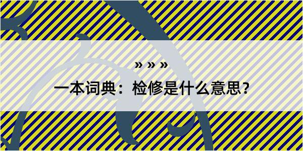 一本词典：检修是什么意思？