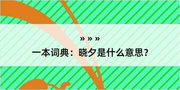 一本词典：晓夕是什么意思？