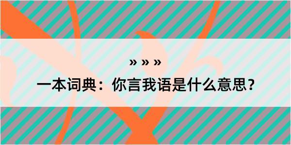 一本词典：你言我语是什么意思？