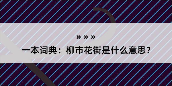 一本词典：柳市花街是什么意思？