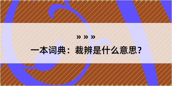 一本词典：裁辨是什么意思？