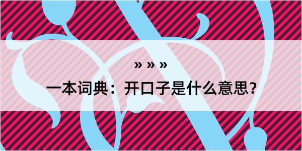 一本词典：开口子是什么意思？