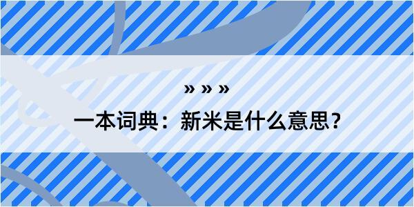 一本词典：新米是什么意思？