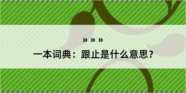 一本词典：跟止是什么意思？