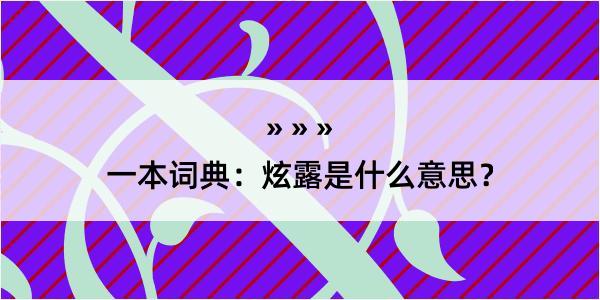 一本词典：炫露是什么意思？