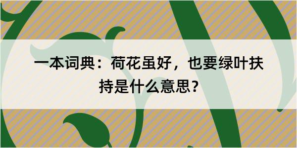 一本词典：荷花虽好，也要绿叶扶持是什么意思？