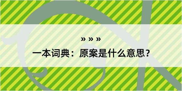 一本词典：原案是什么意思？