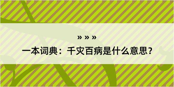 一本词典：千灾百病是什么意思？