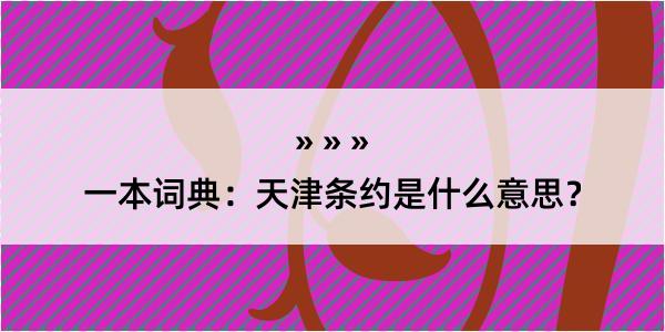 一本词典：天津条约是什么意思？