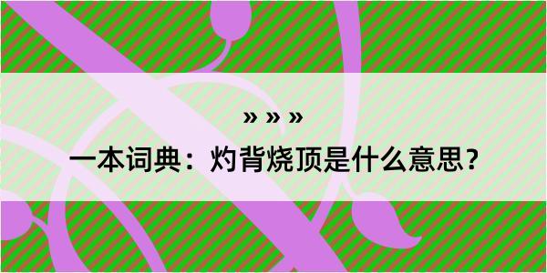 一本词典：灼背烧顶是什么意思？