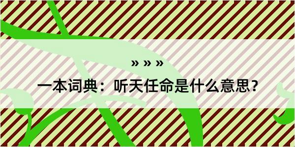 一本词典：听天任命是什么意思？