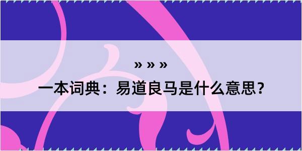 一本词典：易道良马是什么意思？