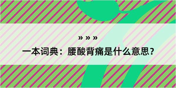 一本词典：腰酸背痛是什么意思？