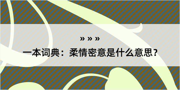 一本词典：柔情密意是什么意思？