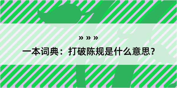 一本词典：打破陈规是什么意思？