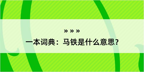 一本词典：马铁是什么意思？