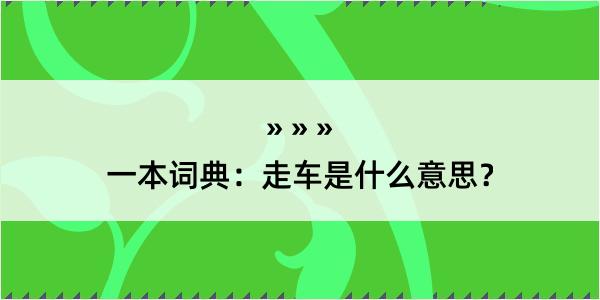 一本词典：走车是什么意思？