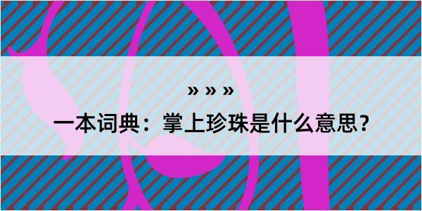 一本词典：掌上珍珠是什么意思？